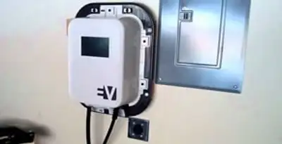 Electric car charger installation with wall-mounted EV charging station in Clearwater, FL